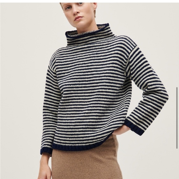 Babaa Sweaters - Babaà Natural Fibers 100% Eco Wool No 6 Jumper Navy Stripe One Size Womens